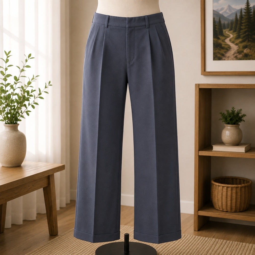 Slates Dockers Dress Pants Mens 36x29 Navy Blue Pleated Cuffed Trousers
